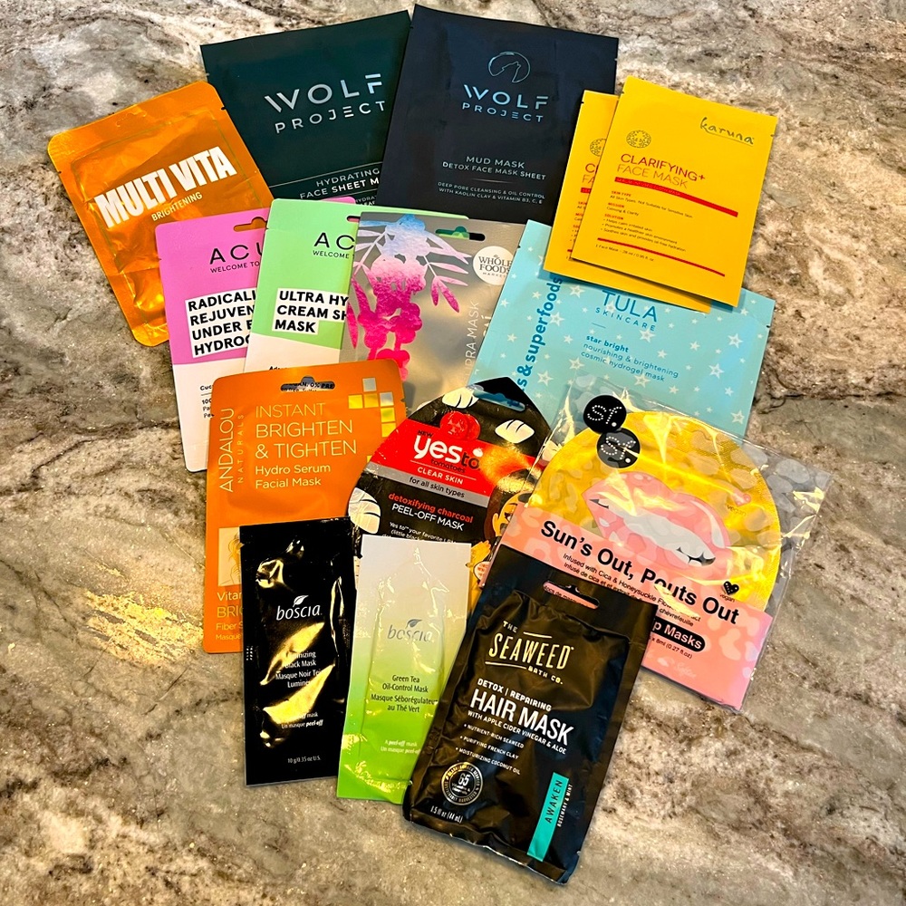 HUGE MASK BUNDLE! Sheet masks, hair mask, lip masks, cream masks and more!